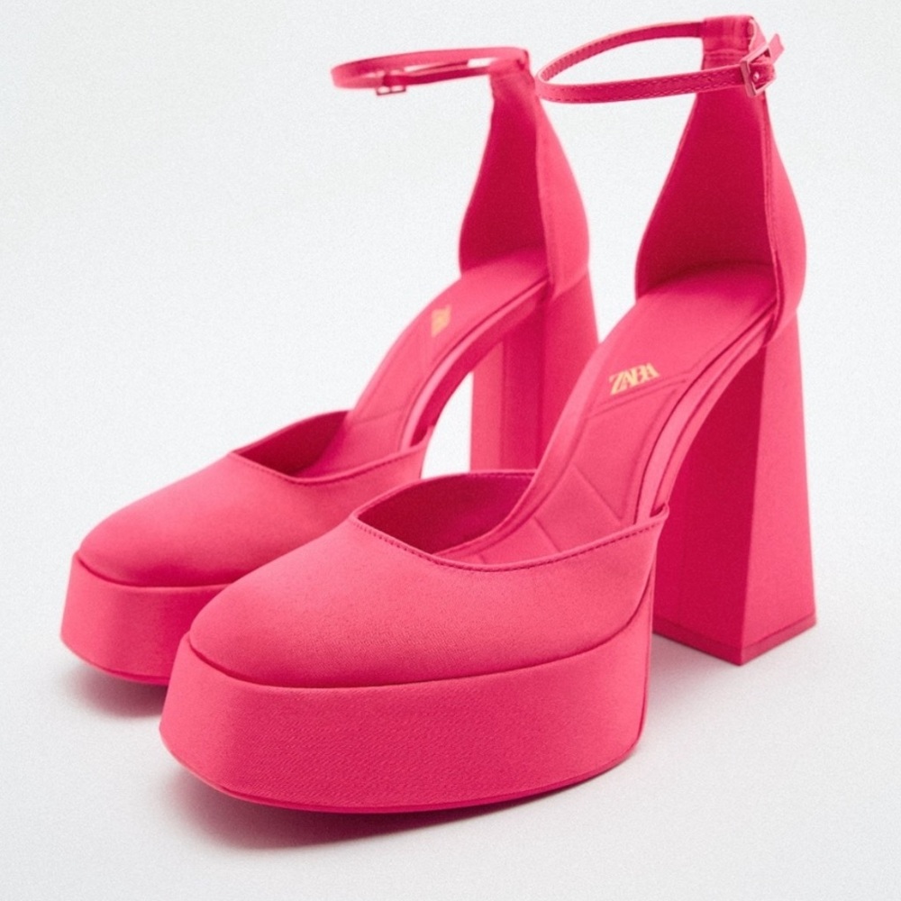 Zara Bold Pink Block Heels